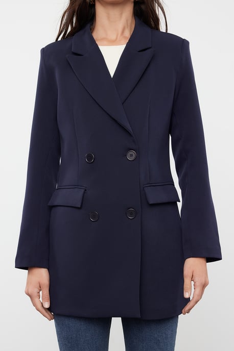 Trendyol Modest Damen Dunkelblau Einfarbig Lang Regular Fit Modest Blazer - Image 2
