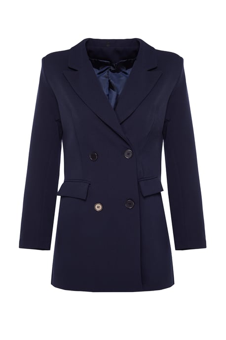 Trendyol Modest Damen Dunkelblau Einfarbig Lang Regular Fit Modest Blazer - Image 5