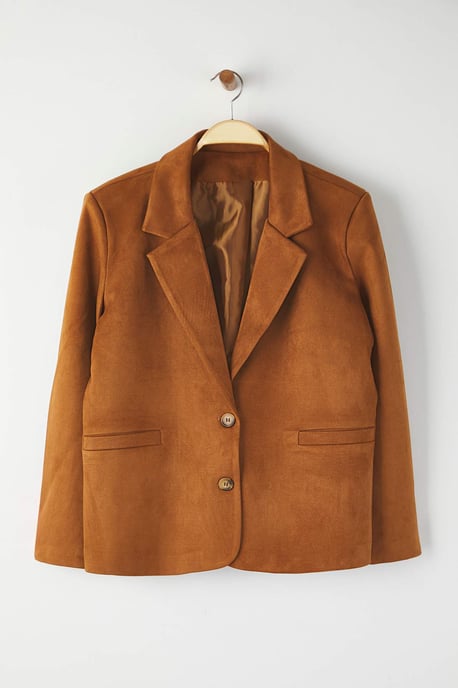 Trendyol Curve Damen Braun Einfarbig Lang Regular Fit Große Größen Blazer - Image 4