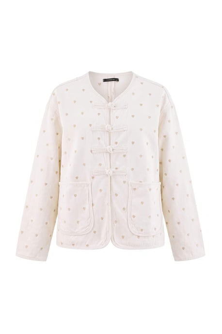 Trendyol Curve Damen Ecru Herz Lang Regular Fit Große Größen Blazer - Image 5