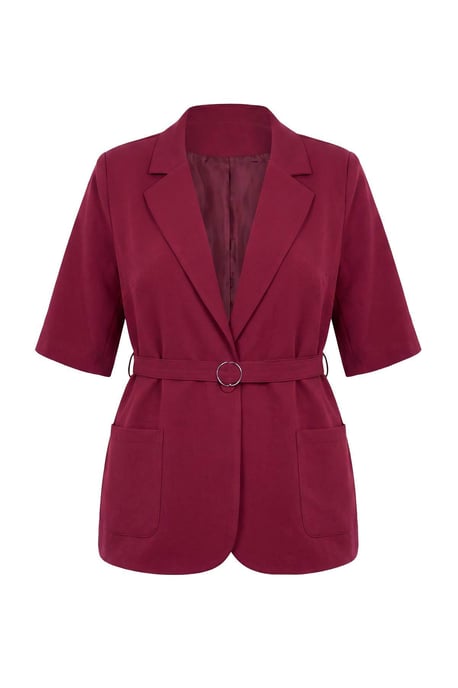 Trendyol Curve Damen Lila Einfarbig 3/4-Arm Tailliert Große Größen Blazer - Image 4
