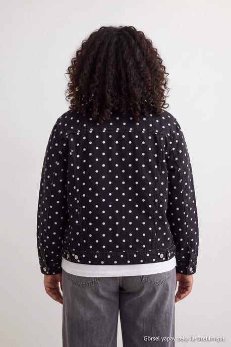 Trendyol Curve Damen Grau Gepunktet Lang, Oversize Große Größen Blazer - Image 2