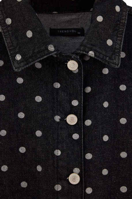 Trendyol Curve Damen Grau Gepunktet Lang, Oversize Große Größen Blazer - Image 4