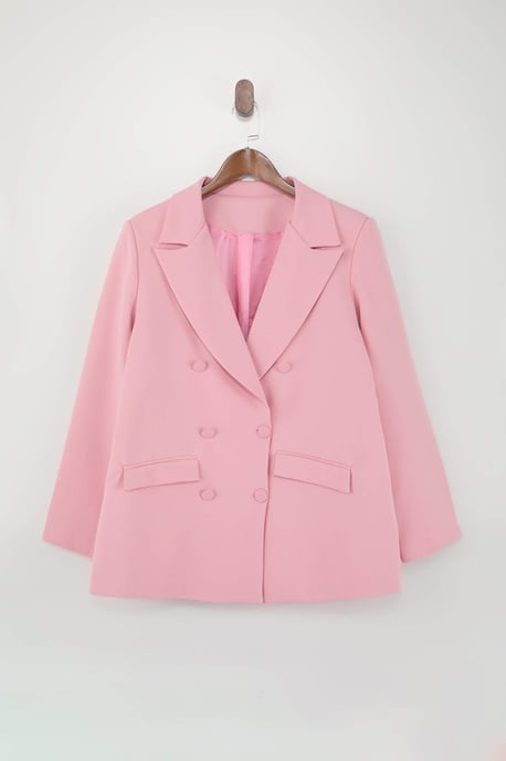 Trendyol Curve Damen Dunkelblau Einfarbig Lang Regular Fit Große Größen Blazer - Image 2