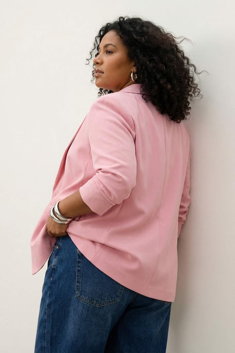 Trendyol Curve Damen Dunkelblau Einfarbig Lang Regular Fit Große Größen Blazer - Image 5
