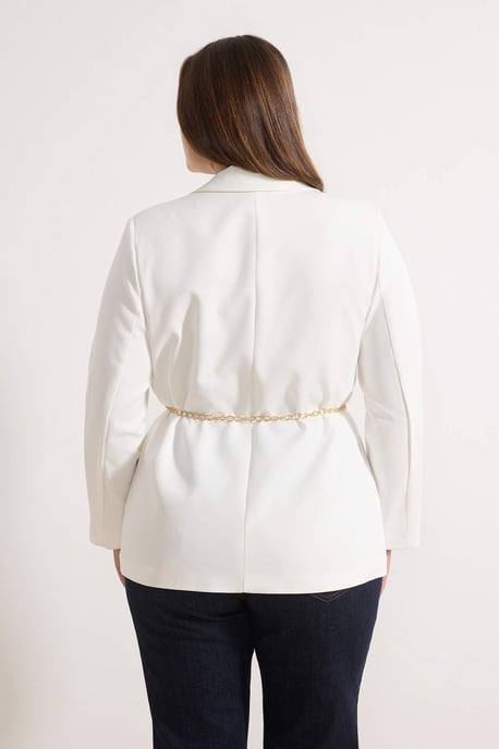 Trendyol Curve Damen Ecru Einfarbig Lang Oversize Große Größen Blazer - Image 3