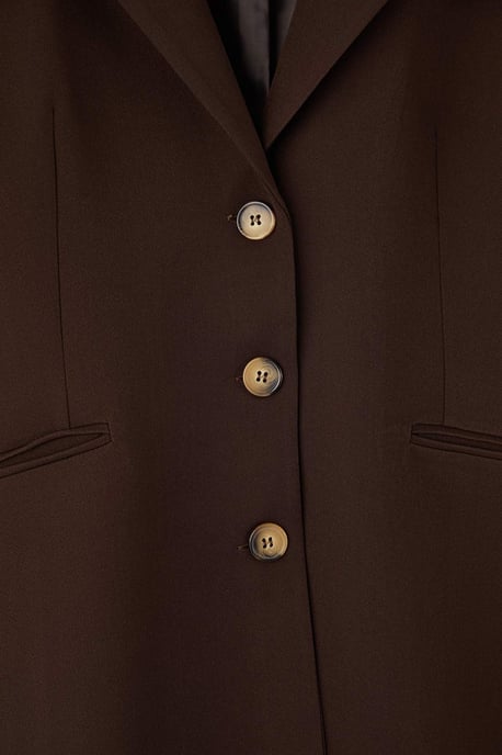 Trendyol Curve Damen Braun Einfarbig Lang Tailliert Große Größen Blazer - Image 5