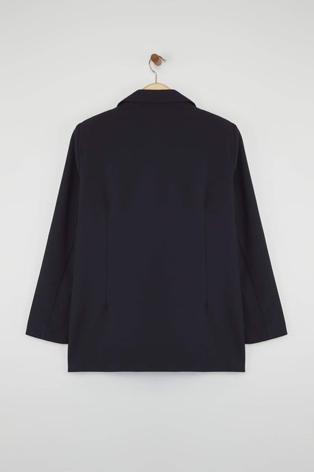 Trendyol Curve Damen Dunkelblau Einfarbig Lang Tailliert Große Größen Blazer - Image 5