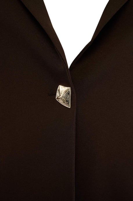 Trendyol Curve Damen Braun Einfarbig Lang Tailliert Große Größen Blazer - Image 3