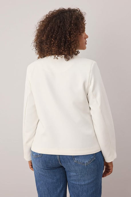 Trendyol Curve Damen Ecru Einfarbig Lang Regular Fit Große Größen Blazer - Image 3