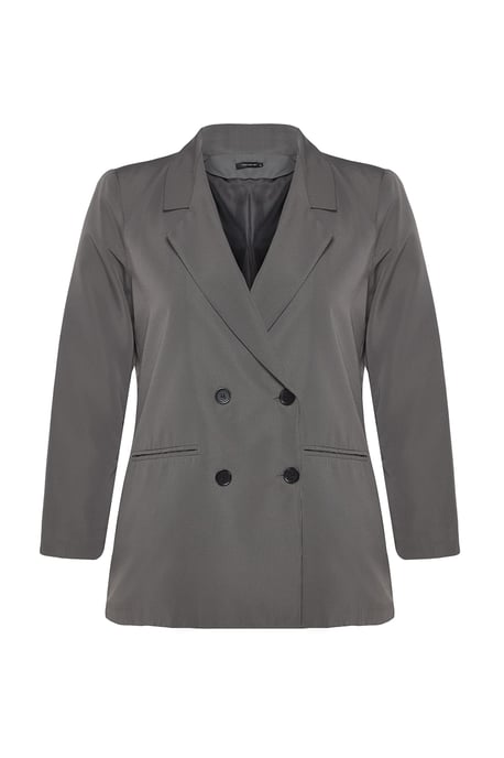 Trendyol Curve Damen Grau Einfarbig Lang Oversize Große Größen Blazer - Image 5