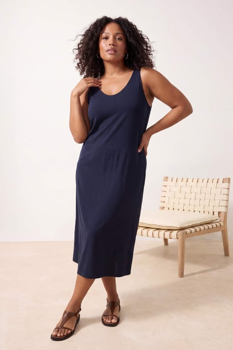 Trendyol Curve Damen Grau Einfarbig Midi Ärmellos Casual Gerade Große Größen Kleid - Image 2