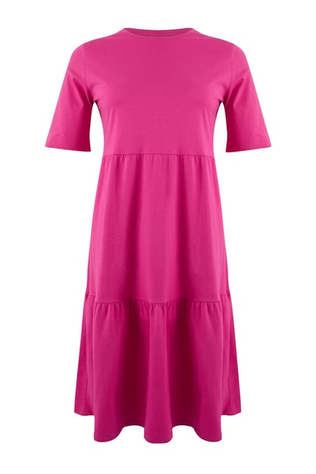 Trendyol Curve Damen Rosa Einfarbig Midi Kurz Casual A-Linie Große Größen Kleid - Image 2