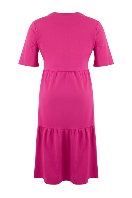 Trendyol Curve Damen Rosa Einfarbig Midi Kurz Casual A-Linie Große Größen Kleid - Image 4