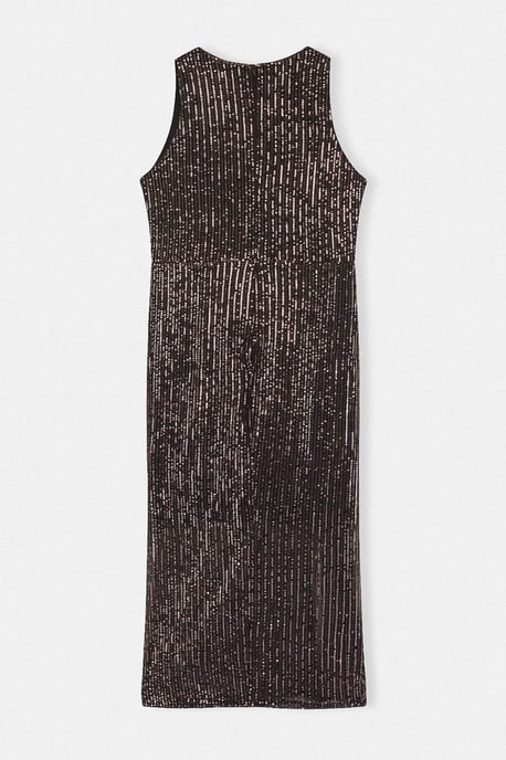 Trendyol Curve Damen Goldfarben Einfarbig Midi Ärmellos Elegant/Abend Gerade Große Größen Kleid - Image 5