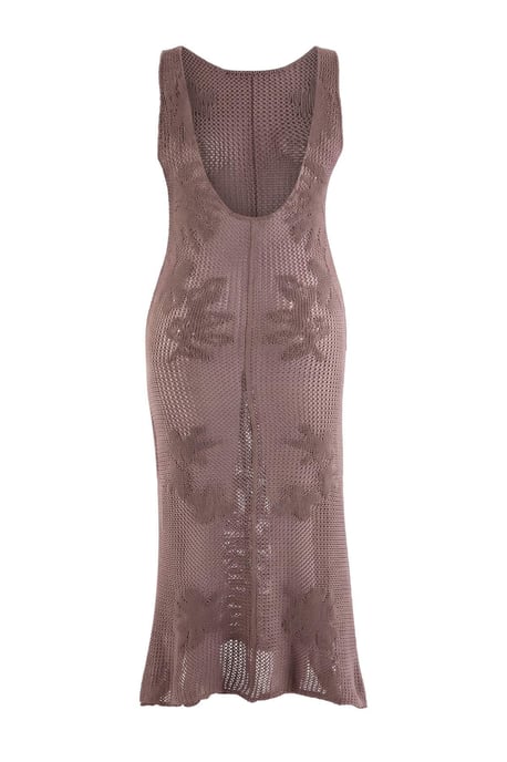 Trendyol Curve Damen Beige Geblümt Midi Ärmellos Bodycon Große Größen Kleid - Image 5