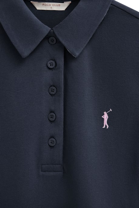 Kurzärmliges Poloshirt in schmaler Passform mit Rigby Go Stickerei marineblau - Image 3