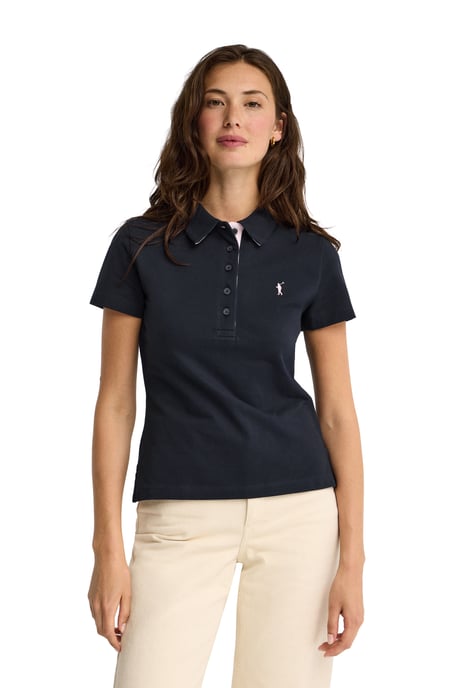 Kurzärmliges Poloshirt in schmaler Passform mit Rigby Go Stickerei marineblau - Image 4