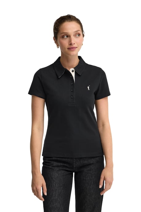 Kurzärmliges Poloshirt in schmaler Passform mit Rigby Go Stickerei schwarz - Image 4