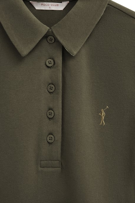 Kurzärmliges Poloshirt in schmaler Passform mit Rigby Go Stickerei militärgrün - Image 3