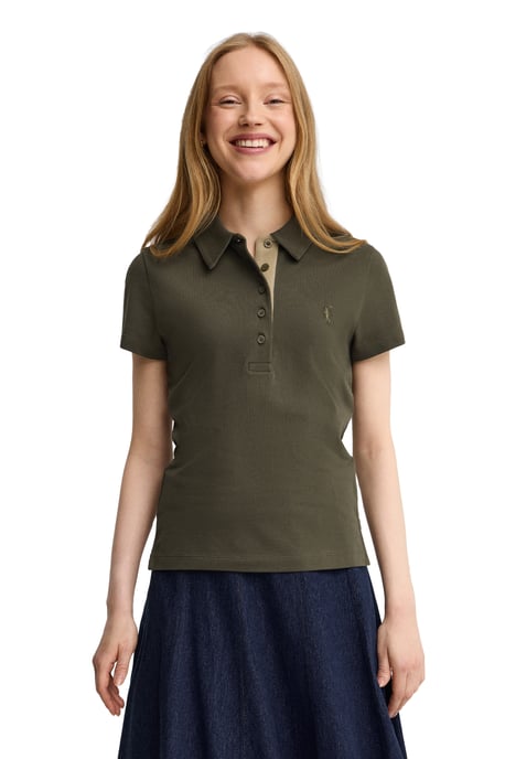 Kurzärmliges Poloshirt in schmaler Passform mit Rigby Go Stickerei militärgrün - Image 4