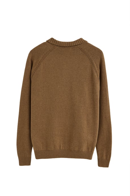 Pullover aus Wollgemisch mit Polokragen und Rigby Go Logo camel meliert - Image 2