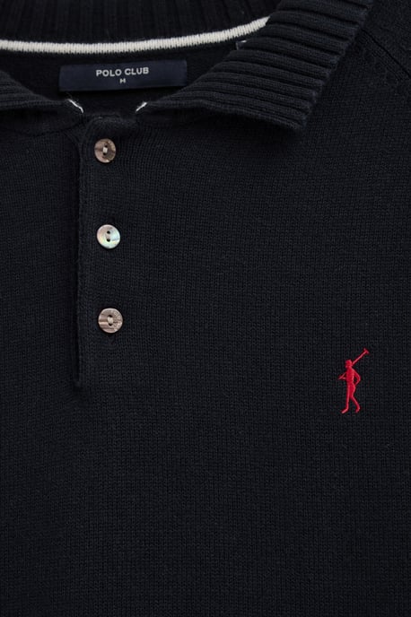 Pullover aus Wollgemisch mit Polokragen und Rigby Go Logo marineblau - Image 3