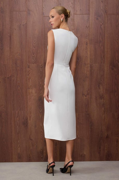 TRENDYOLMİLLA Damen Weiß Einfarbig Midi Ärmellos Abend / Alltag Bodycon Kleider - Image 3