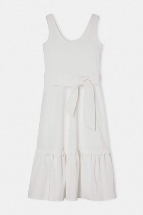 Trendyol Curve Damen Weiß Geblümt Midi Ärmellos Casual A-Linie Große Größen Kleid - Image 4