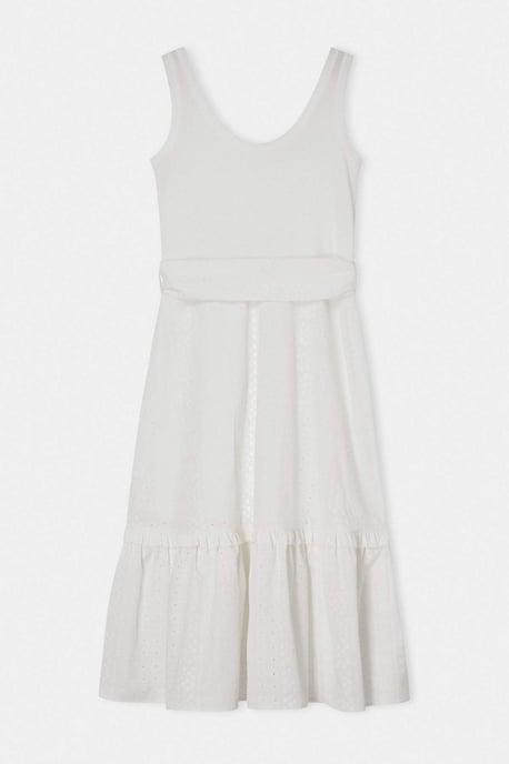 Trendyol Curve Damen Weiß Geblümt Midi Ärmellos Casual A-Linie Große Größen Kleid - Image 5