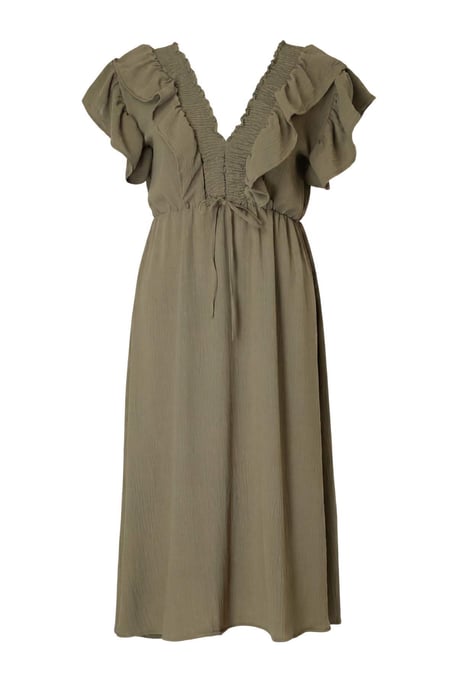 Trendyol Curve Damen Khaki Einfarbig Midi Ärmellos Casual A-Linie Große Größen Kleid - Image 4