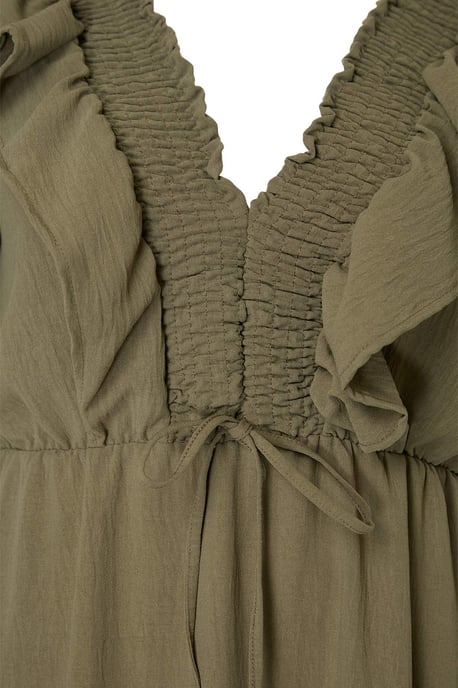 Trendyol Curve Damen Khaki Einfarbig Midi Ärmellos Casual A-Linie Große Größen Kleid - Image 5