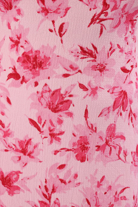Trendyol Curve Damen Rosa Geblümt Midi Ärmellos Casual A-Linie Große Größen Kleid - Image 3
