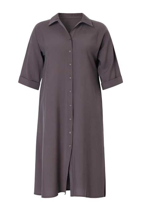 Trendyol Curve Damen Braun Einfarbig Midi Ärmellos Casual Hemdblusenkleid Große Größen Kleid - Image 5