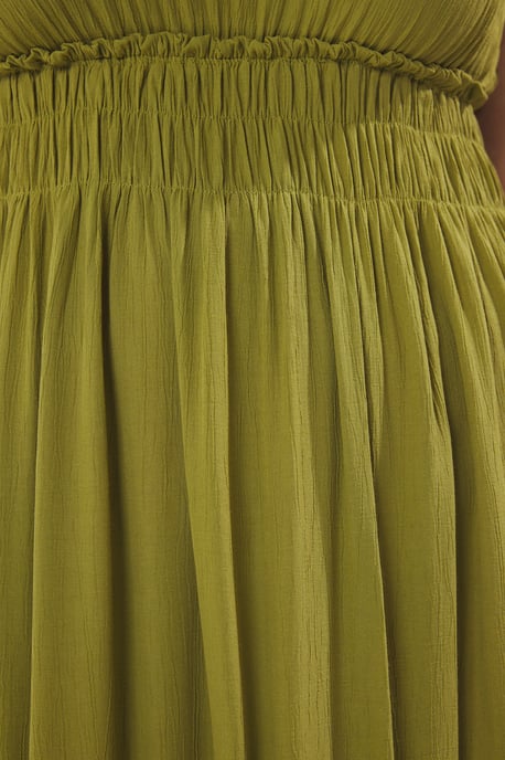 Trendyol Curve Damen Khaki Einfarbig Midi Ärmellos Casual A-Linie Große Größen Kleid - Image 2