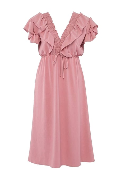 Trendyol Curve Damen Rosa Einfarbig Midi Ärmellos Casual A-Linie Große Größen Kleid - Image 2