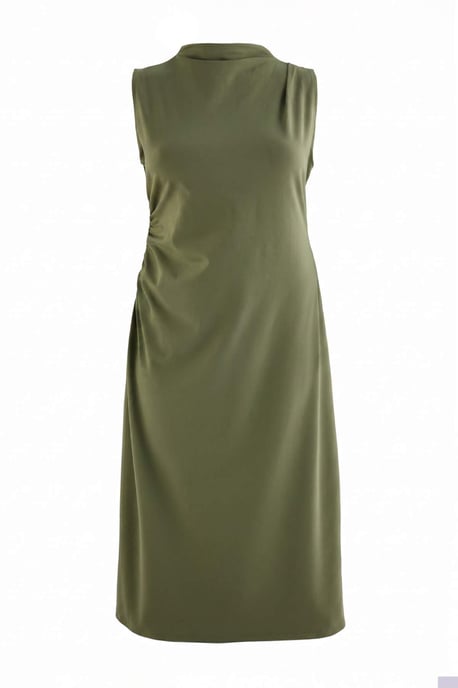 Trendyol Curve Damen Khaki Einfarbig Midi Ärmellos A-Linie Große Größen Kleid - Image 4