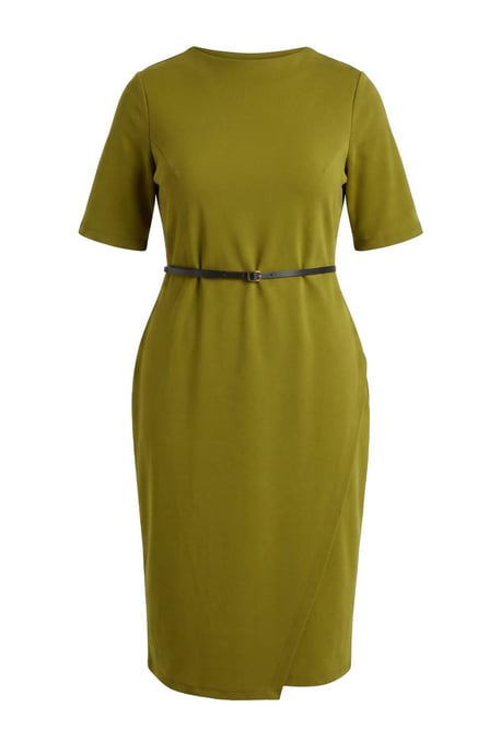Trendyol Curve Damen Khaki Einfarbig Midi Kurz A-Linie Große Größen Kleid - Image 3