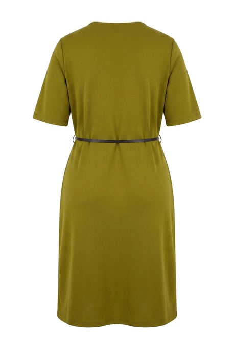Trendyol Curve Damen Khaki Einfarbig Midi Kurz A-Linie Große Größen Kleid - Image 5