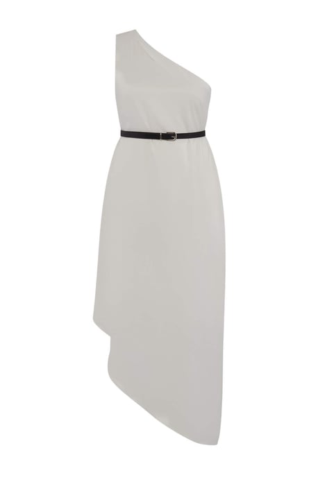 Trendyol Curve Damen Weiß Einfarbig Midi Ärmellos Party A-Linie Große Größen Kleid - Image 4