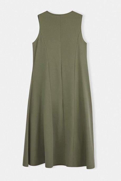 Trendyol Curve Damen Khaki Einfarbig Midi Ärmellos Casual A-Linie Große Größen Kleid - Image 5