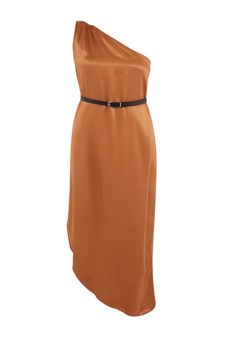Trendyol Curve Damen Braun Einfarbig Midi Ärmellos Party A-Linie Große Größen Kleid - Image 4