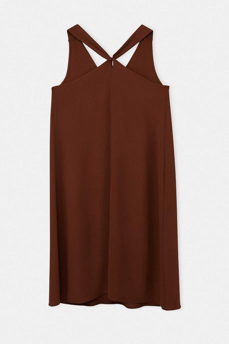 Trendyol Curve Damen Braun Einfarbig Midi Ärmellos Casual A-Linie Große Größen Kleid - Image 5