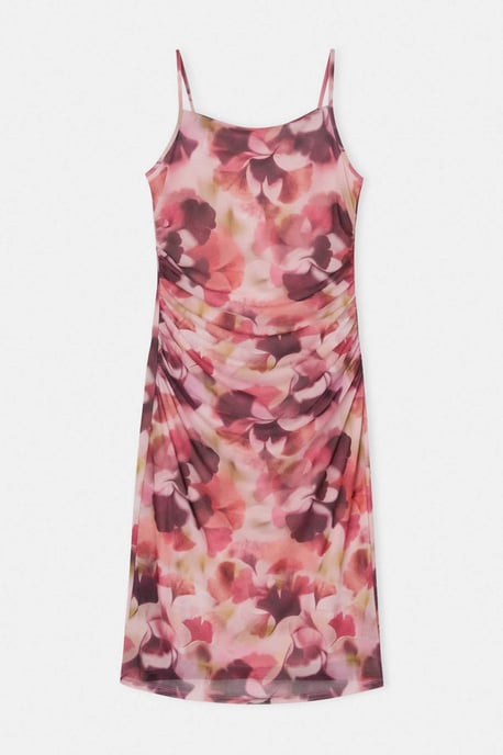 Trendyol Curve Damen Rosa Geblümt Midi Ärmellos Gerade Große Größen Kleid - Image 4
