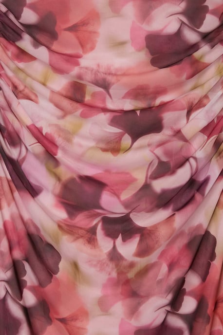 Trendyol Curve Damen Rosa Geblümt Midi Ärmellos Gerade Große Größen Kleid - Image 5