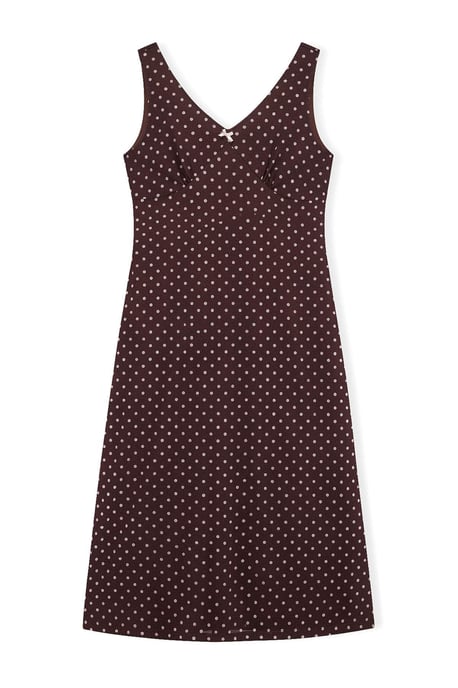 Trendyol Curve Damen Braun Gepunktet Midi Ärmellos Casual A-Linie Große Größen Kleid - Image 4
