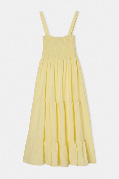 Trendyol Curve Damen Gelb Einfarbig Midi Ärmellos Abend / Alltag Skater Große Größen Kleid - Image 4