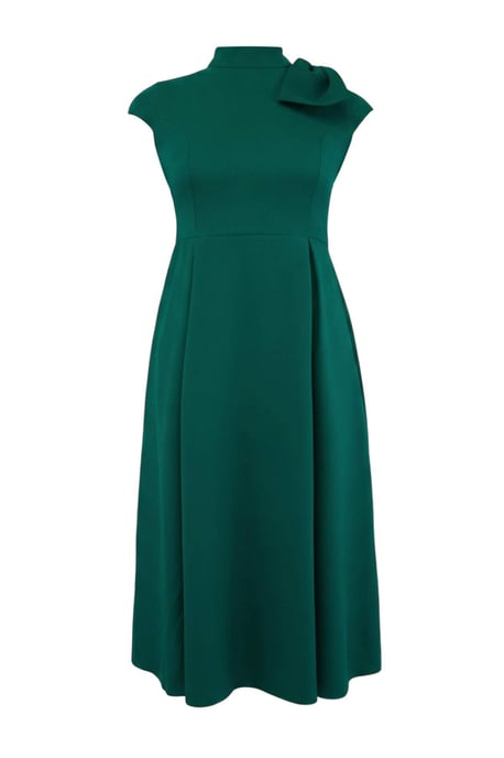 Trendyol Curve Damen Grün Einfarbig Midi Kurz Party Skater Große Größen Kleid - Image 3