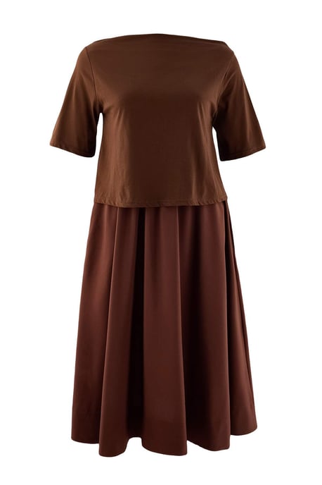 Trendyol Curve Damen Braun Einfarbig Midi Kurz Gerade Große Größen Kleid - Image 3
