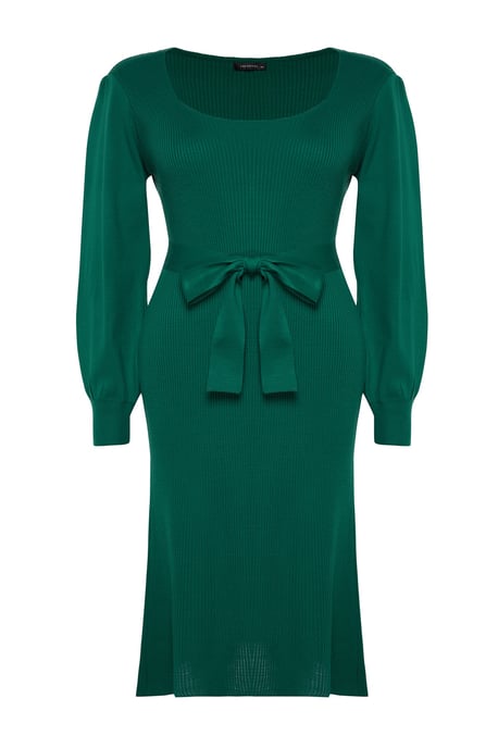 Trendyol Curve Damen Grün Einfarbig Midi Lang Casual Bodycon Große Größen Kleid - Image 5